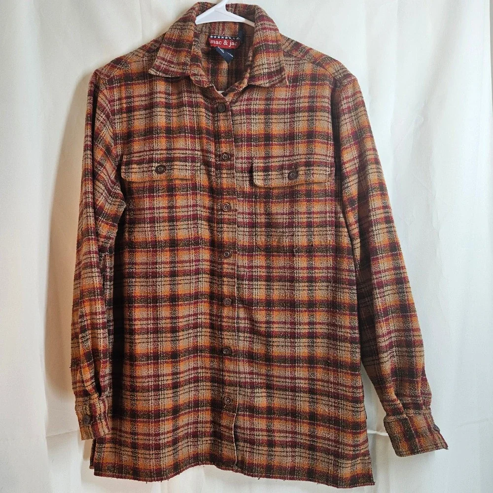 Mac & Jac Womens Plaid Flannel Shirt Long Sleeve Button Up Fall Winter Casual - Picture 1 of 5